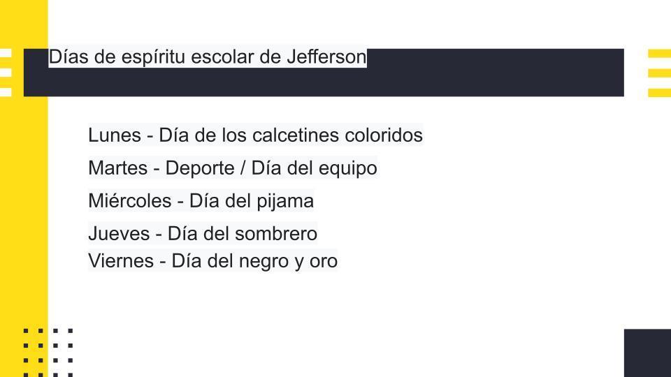 Jefferson Spirit Days Sp